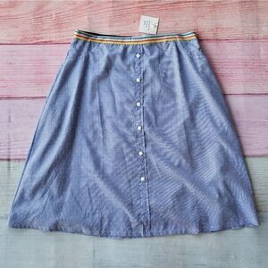 NWT Yal New York Blue Micro‎ Check Button-Down Front A-Line Skirt Size XL